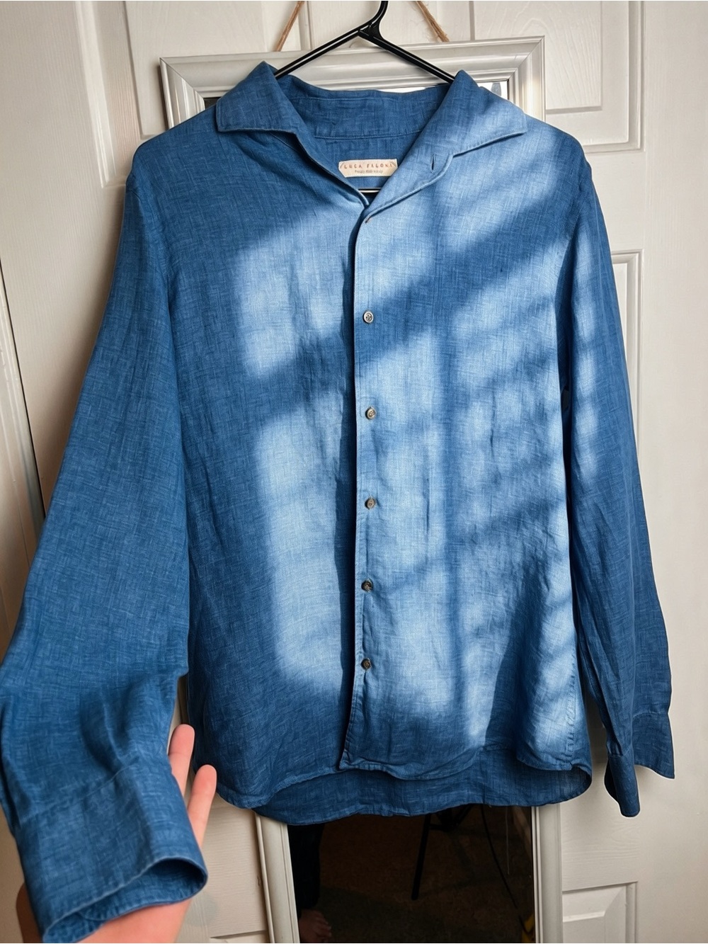 Luca Faloni Blue Pure Linen Button Down Shirt-Made In Italy 🇮🇹